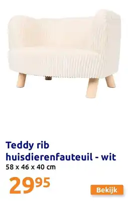 Action Teddy rib huisdierenfauteuil wit aanbieding