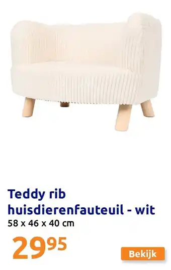 Action Teddy rib huisdierenfauteuil wit aanbieding