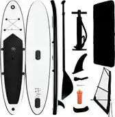 Bol.com vidaXL Stand Up Paddleboard opblaasbaar met zeilset zwart en wit aanbieding