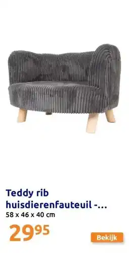 Action Teddy rib huisdierenfauteuil - antraciet aanbieding