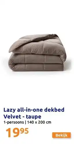 Action Lazy all-in-one dekbed Velvet - taupe aanbieding