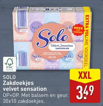 ALDI Solo Zakdoekjes velvet sensation aanbieding