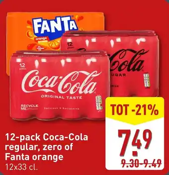 ALDI 12 pack Coca Cola regular, zero of Fanta orange aanbieding