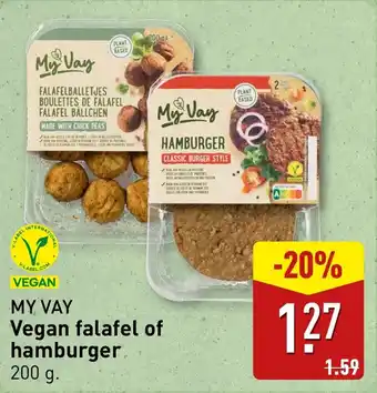 ALDI My Vay Vegan falafel of hamburger aanbieding