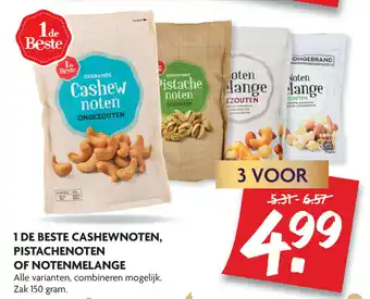 Dekamarkt Cashewnoten, Pistachenoten of Notenmelange 3*150g aanbieding