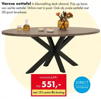 Woonsquare Varese eettafel aanbieding