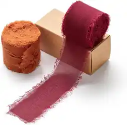 Amazon AOKSUNOVA cadeaulint stoffen lint striklint chiffon lint bruiloft 3,8 cm bordeaux rood + terracotta aanbieding