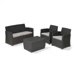 Praxis Keter 4-delige Wicker balkon loungeset Mia + opbergbox 4 personen aanbieding