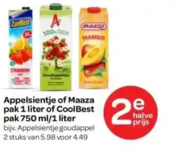 Spar Appelsientje of Maaza pak 1 liter of Cool Best pak 750 ml/1 liter aanbieding