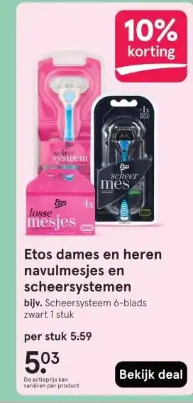 Etos Gillette en Venus navulmesjes 6 en 8 stuks bijv. Mach3 navulmesjes 8 stuks aanbieding