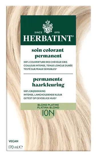 De Online Drogist Herbatint Permanente Haarkleuring Platina-Blond 10N aanbieding