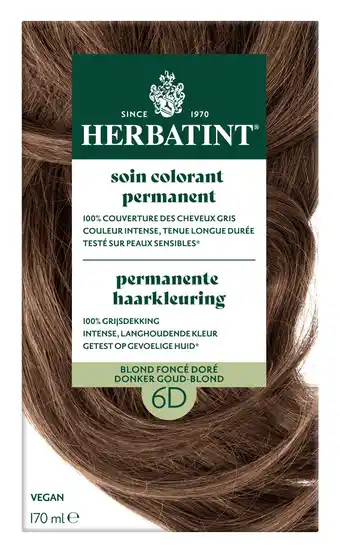 De Online Drogist Herbatint Permanente Haarkleuring 6D Donker Goud-Blond aanbieding