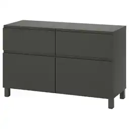 IKEA BestÅ Opbergcombi met deuren/lades, donkergrijs/västerviken/stubbarp donkergrijs, 120x42x74 cm aanbieding