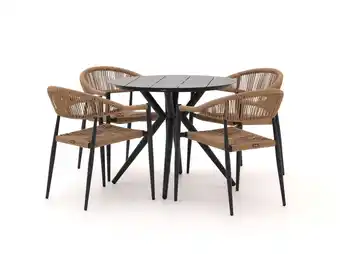 Kees Smit Manifesto Belpasso/Sora ø 90cm dining tuinset 5-delig stapelbaar aanbieding