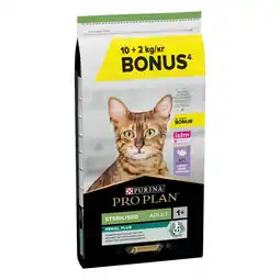 Zooplus 10 kg + 2 kg gratis ! Pro Plan Kattenvoer 12 kg Sterilised Adult Optirenal - Rijk aan Kalkoen aanbieding