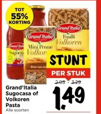 Vomar Voordeelmarkt Grand'italia sugocasa of volkoren pasta aanbieding