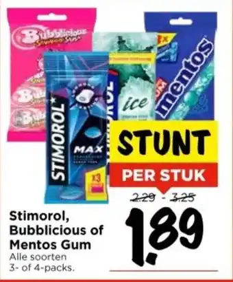 Vomar Voordeelmarkt Stimorol, Bubblicious of Mentos Gum aanbieding