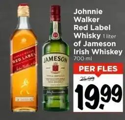 Vomar Voordeelmarkt Johnnie Walker Red Label Whisky 1 liter of Jameson Irish Whiskey aanbieding