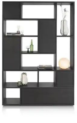 Xooon Lugana, Roomdivider 150 Cm - 4-Deuren + 1-Lade + 8-Niches - Onyx aanbieding