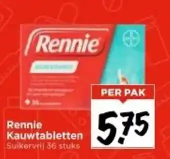 Vomar Voordeelmarkt Rennie Kauwtabletten aanbieding