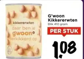 Vomar Voordeelmarkt G'woon kikkererwten blik aanbieding