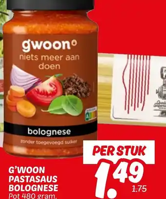 Dekamarkt G'woon pastasaus bolognese aanbieding