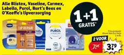 Kruidvat Alle Blistex, Vaseline, Carmex, Labello, Purol, Burt's Bees en O'Keeffe's lipverzorging aanbieding