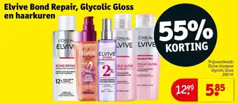 Kruidvat Elvive Bond Repair, Glycolic Gloss en haarkuren aanbieding