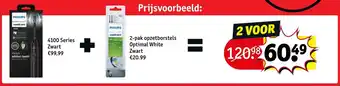 Kruidvat 4100 Series Zwart + 2 pak opzetborstels Optimal White aanbieding