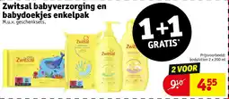 Kruidvat Zwitsal babyverzorging en babydoekjes enkelpak aanbieding