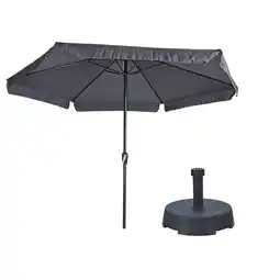 Praxis Parasol Gemini Donkergrijs/Antraciet Ø300 cm | Inclusief Parasolvoet 25 kg aanbieding