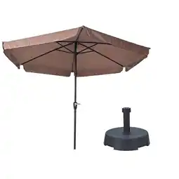 Praxis Parasol Gemini Taupe Ø300 cm | Inclusief Parasolvoet 25 kg aanbieding