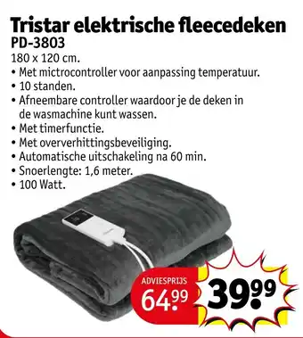 Kruidvat Tristar elektrische fleecedeken aanbieding