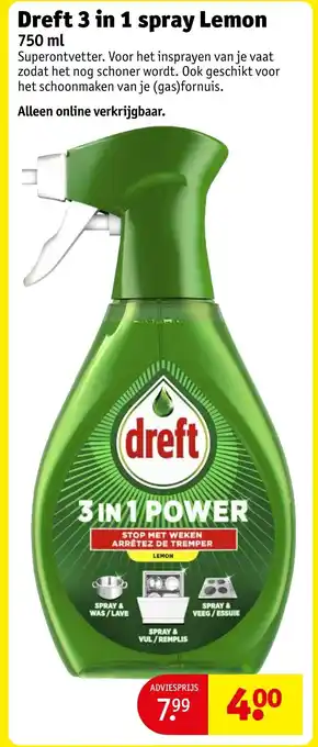 Kruidvat Dreft 3 in 1 spray Lemon aanbieding