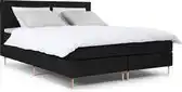 Bol.com Maxi Owen Boxspring 140x200 cm - Gestoffeerde Boxspring met Matras - Bed - Zwart - Tweepersoonsbed aanbieding