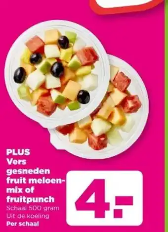 PLUS PLUS Vers gesneden fruit meloen mix of fruitpunch aanbieding