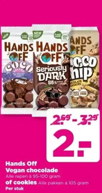 PLUS Hands Off Vegan chocolade of cookies aanbieding