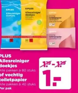 PLUS PLUS Allesreiniger doekjesof vochtig toiletpapier Alle pakken aanbieding