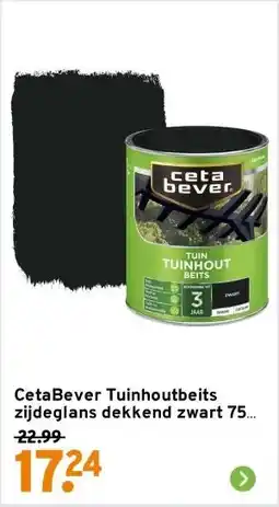 GAMMA CetaBever Tuinhoutbeits zijdeglans dekkend zwart 750 ml aanbieding