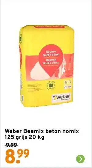 GAMMA Weber Beamix beton nomix 125 grijs 20 kg aanbieding