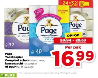 PLUS Page Toiletpapier Compleet schoon, kussenzacht of puur aanbieding