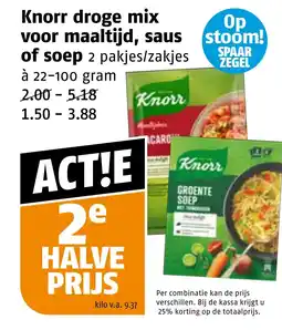 Poiesz Knorr droge mix voor maaltijd, saus of soep 2 pakjes/zakjes aanbieding