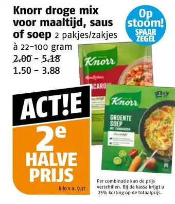 Poiesz Knorr droge mix voor maaltijd, saus of soep 2 pakjes/zakjes aanbieding