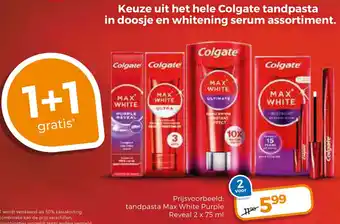 Trekpleister Colgate tandpasta in doosje en whitening serum aanbieding