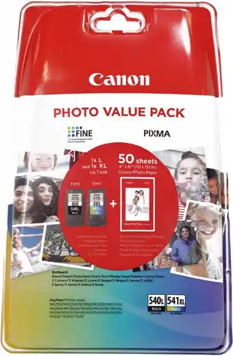 Bol.com Canon PG-540L / CL-541XL - Inktcartridges - Zwart en Kleur + Gratis fotopapier aanbieding