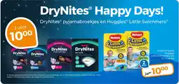 Trekpleister DryNites, Pyjamabroekjes en Huggies, Little Swimmers aanbieding