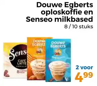 Trekpleister Douwe Egberts oploskoffie en Senseo milkbased aanbieding