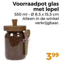 Trekpleister Voorraadpot glas met lepel aanbieding