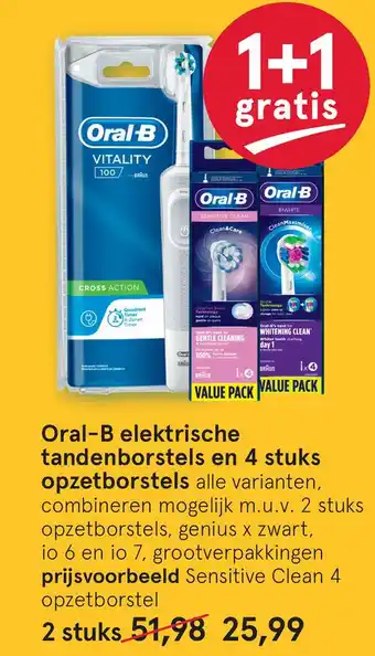 Etos Oral-B elektrische tandenborstels en 4 stuks opzetborstels alle varianten, aanbieding