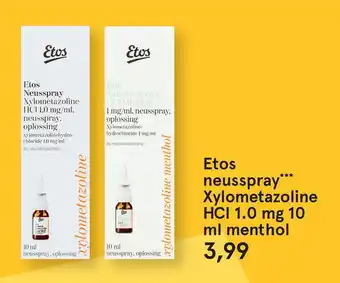 Etos Etos neusspray** Xylometazoline HCI 1.0 mg 10 ml menthol aanbieding